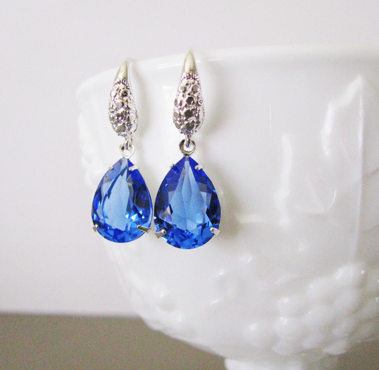 Sapphire Blue Swarovski Crystal Earrings